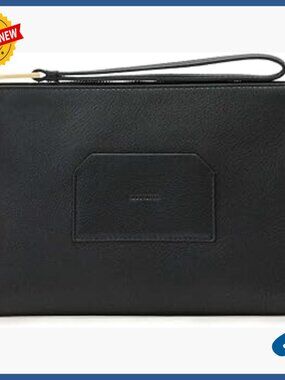 Large Leather Wallet with Wristlet Strap, Zipper Closure, Hex Shape